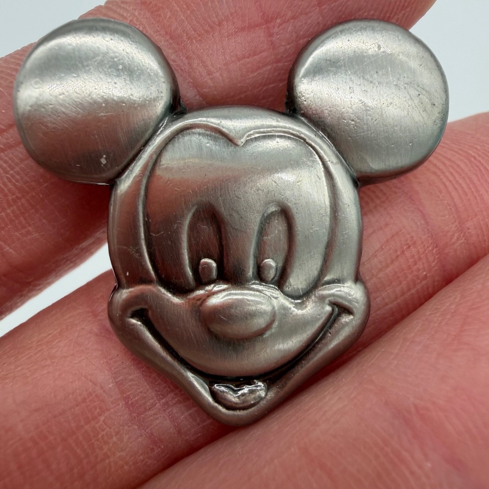 Vintage Disney Mickey Mouse Lapel Pin Monogram Products Silver Tone